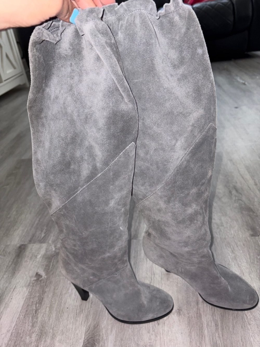 Women's Over-The-Knee Suede Boots - Gray
